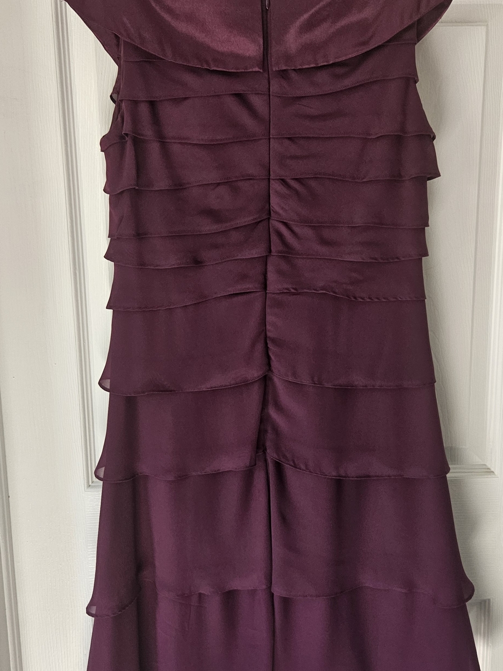 Jessica Plum Ruffle Midi Dress with Rhinestone Ring - Picture 2 of 2